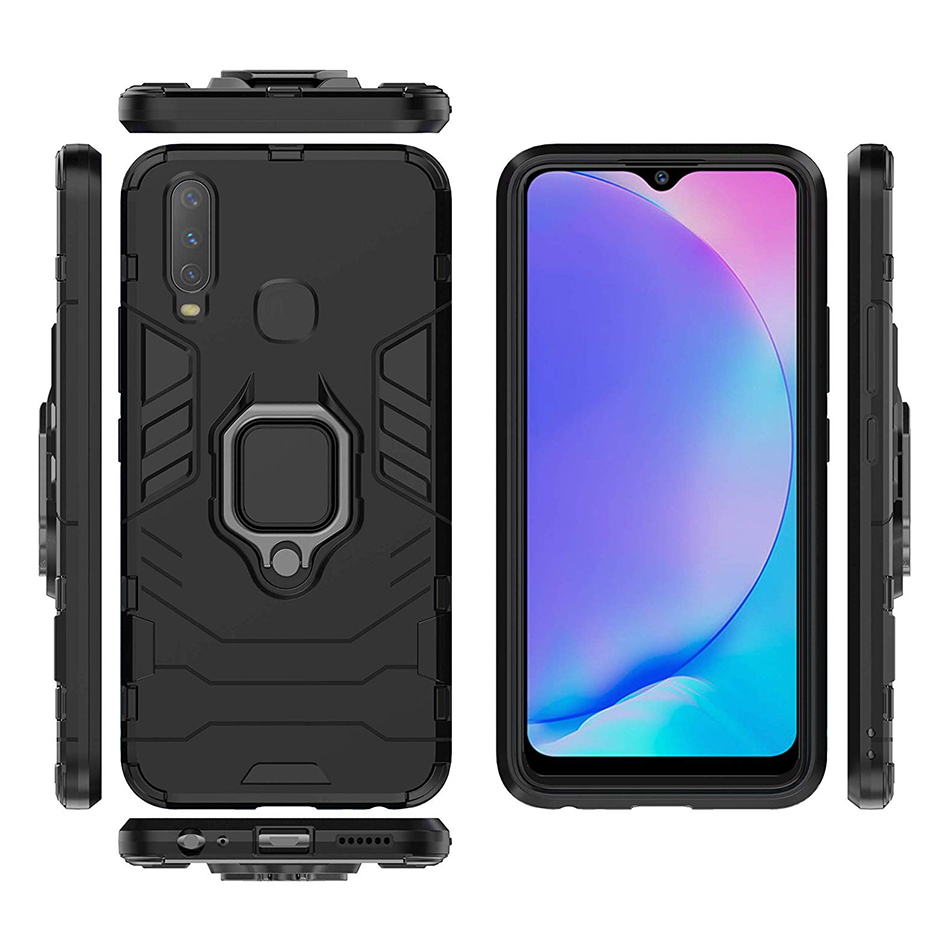 Slim Armour Tough Shockproof Case / Finger Ring Holder for Vivo Y17 / Y12 - Black